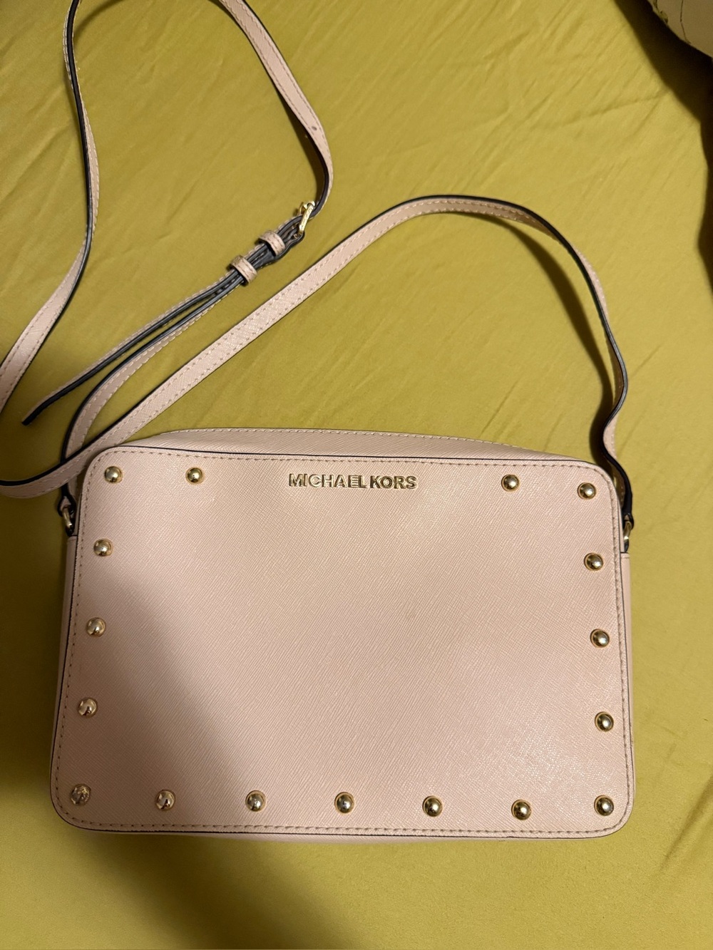 Michael Kors Pink Leather Studded Crossbody Bag